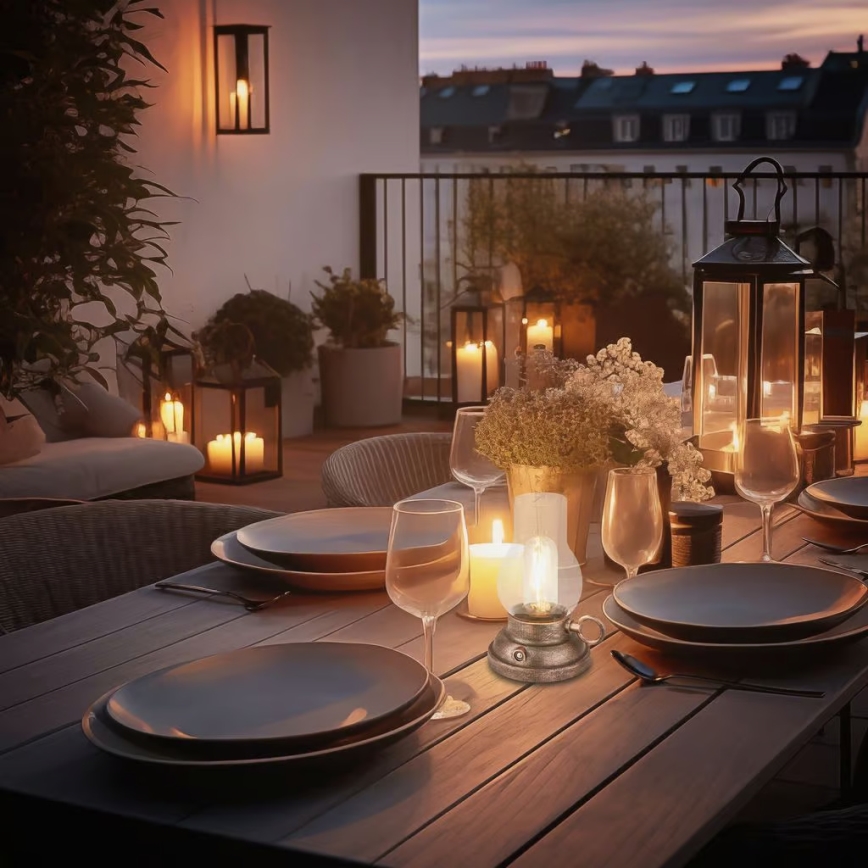 Brilo - Dimmable LED Outdoor Rechargeable Table Lamp KANEA LED/1,5W/5V IP44 1200 mAh Bronze