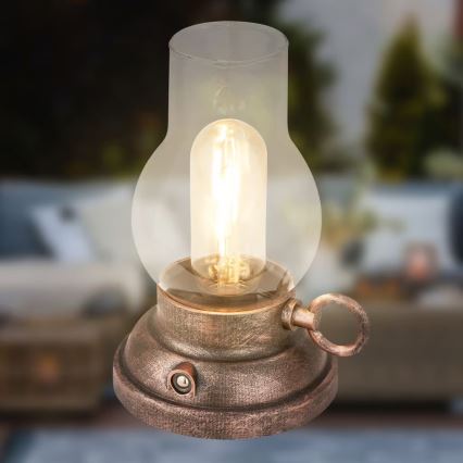 Brilo - Dimmable LED Outdoor Rechargeable Table Lamp KANEA LED/1,5W/5V IP44 1200 mAh Bronze