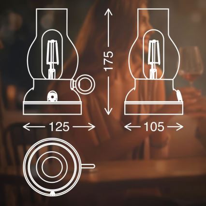 Brilo - Dimmable LED Outdoor Rechargeable Table Lamp KANEA LED/1,5W/5V IP44 1200 mAh Bronze