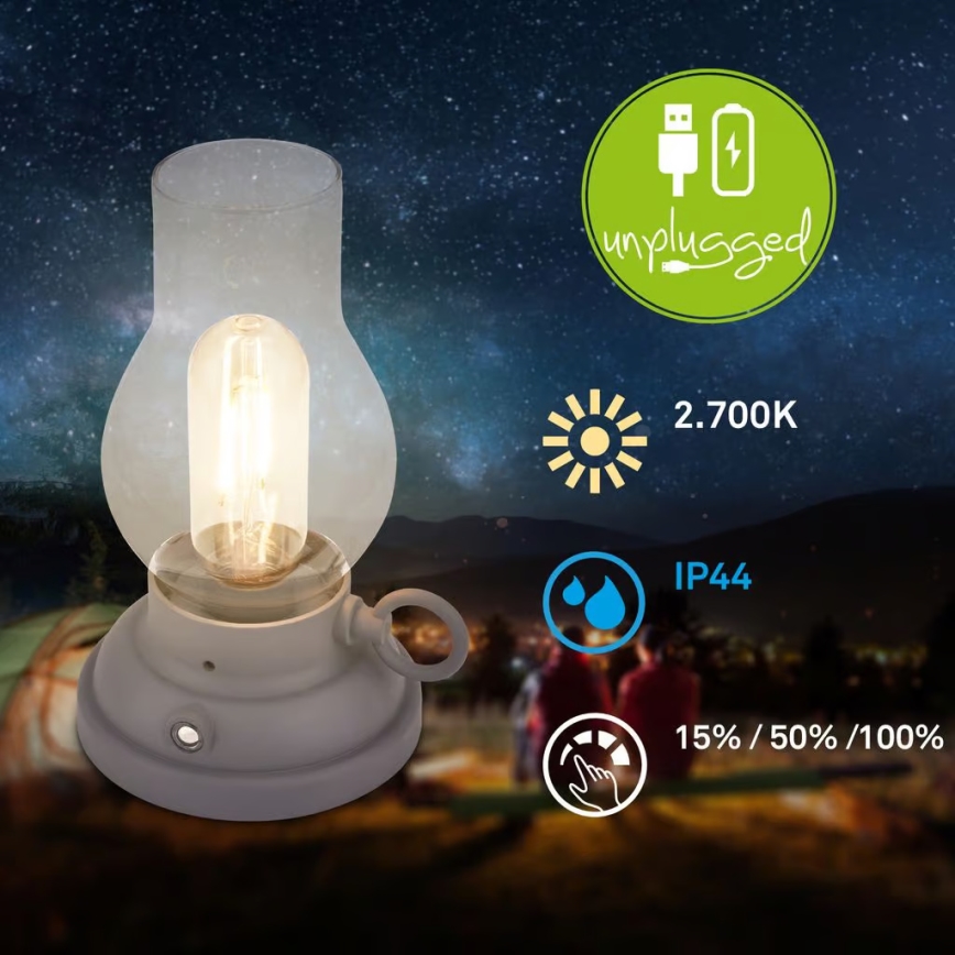 Brilo - LED Dimmable Outdoor Rechargeable Table Lamp KANEA LED/1,5W/5V IP44 1200 mAh Anthracite
