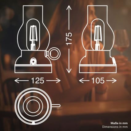 Brilo - LED Dimmable Outdoor Rechargeable Table Lamp KANEA LED/1,5W/5V IP44 1200 mAh Anthracite