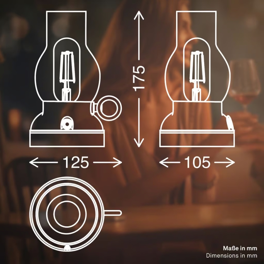 Brilo - LED Dimmable Outdoor Rechargeable Table Lamp KANEA LED/1,5W/5V IP44 1200 mAh Anthracite