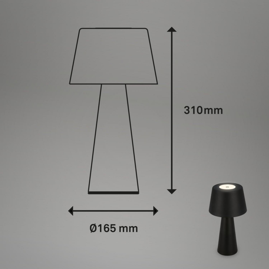 Brilo - LED Dimmable rechargeable outdoor table lamp LED/3,5W/5V IP44 black