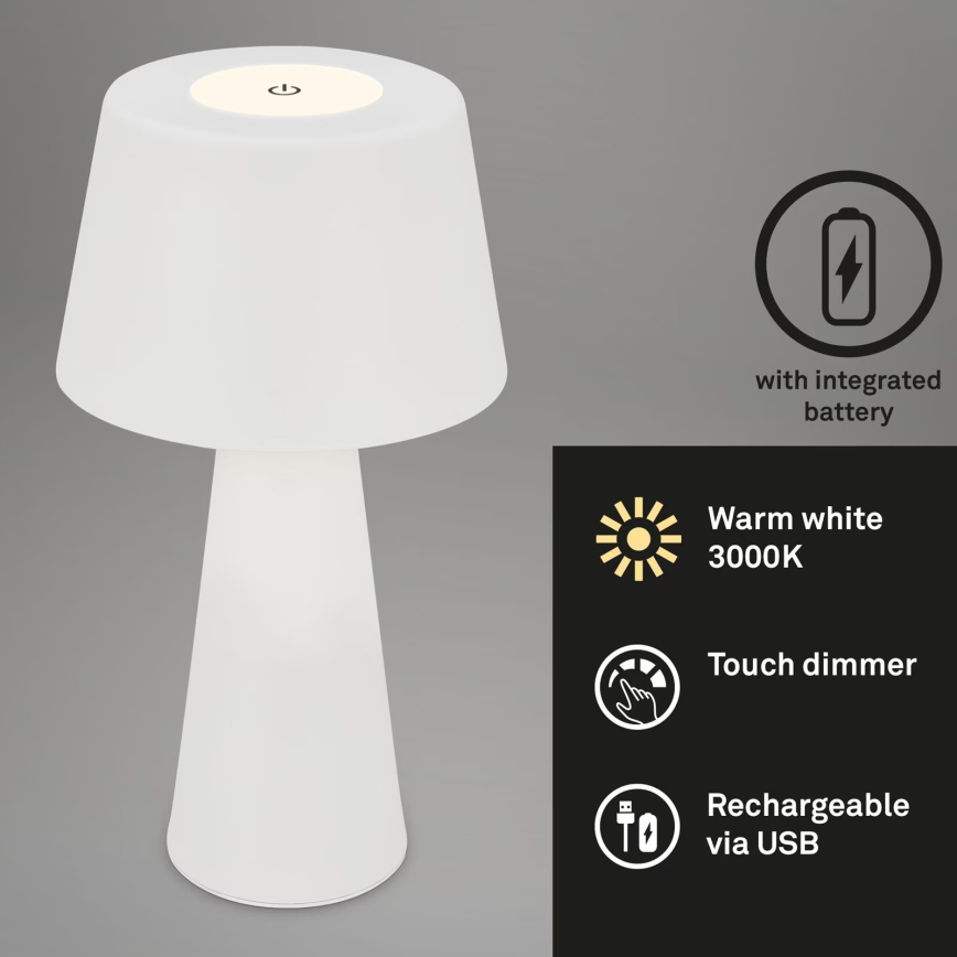 Brilo - LED Dimmable rechargeable outdoor table lamp LED/3,5W/5V IP44 white