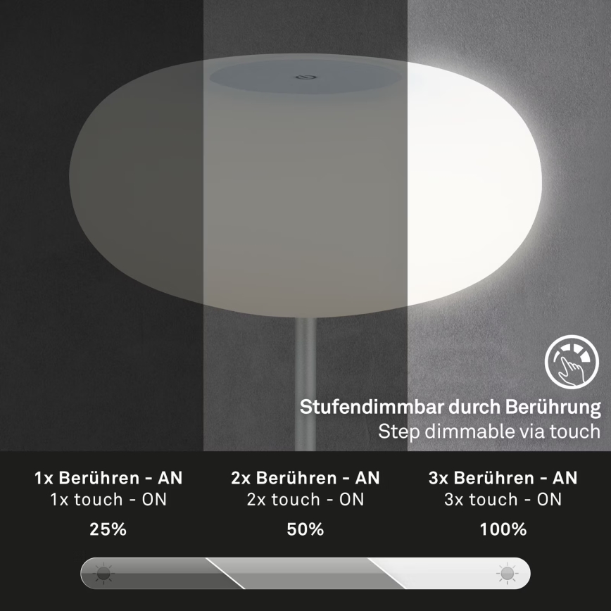 Brilo - LED Dimmable Rechargeable Outdoor Table Lamp OLANA LED/3W/5V IP44