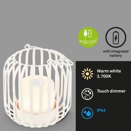 Brilo - LED Dimmable rechargeable outdoor table lamp LED/2W/5V IP44 white