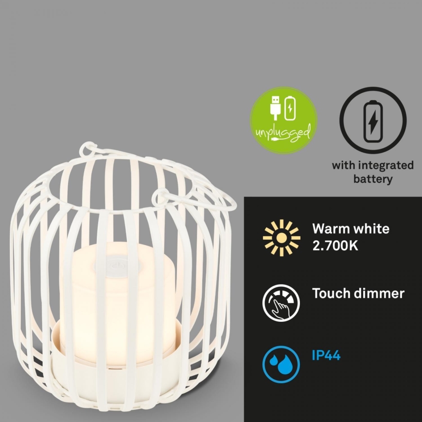 Brilo - LED Dimmable rechargeable outdoor table lamp LED/2W/5V IP44 white