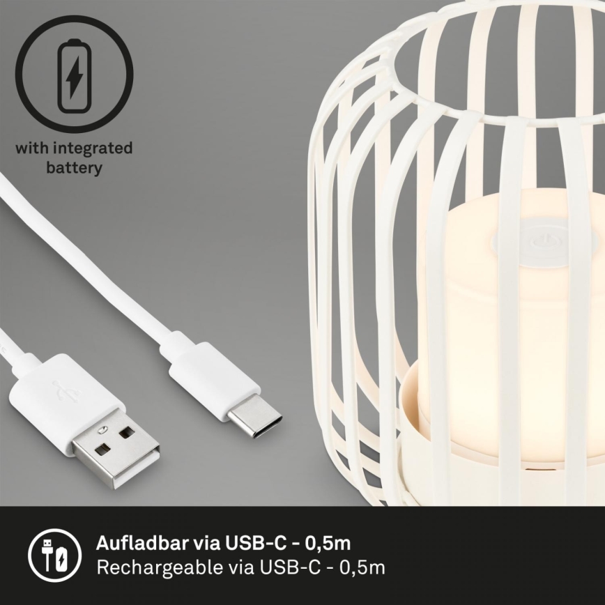 Brilo - LED Dimmable rechargeable outdoor table lamp LED/2W/5V IP44 white