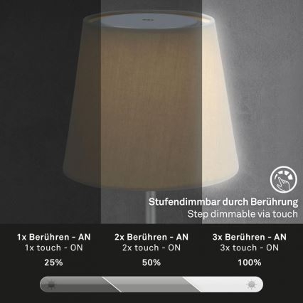 Brilo - LED Dimmable rechargeable outdoor table lamp LED/3W/5V IP44 silver/beige