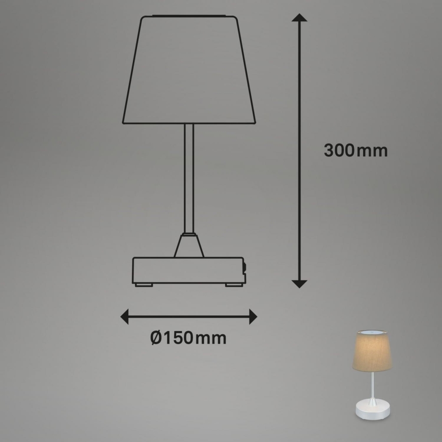 Brilo - LED Dimmable rechargeable outdoor table lamp LED/3W/5V IP44 silver/beige