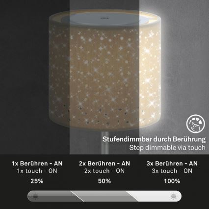 Brilo - LED Dimmable rechargeable outdoor table lamp LOLE LED/3W/5V 2000mAh IP44 silver/beige