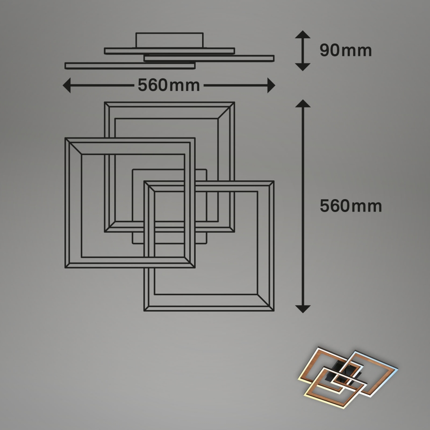 Brilo - LED Dimmable surface-mounted chandelier FRAME LED/45W/230V 2700-6500K + remote control