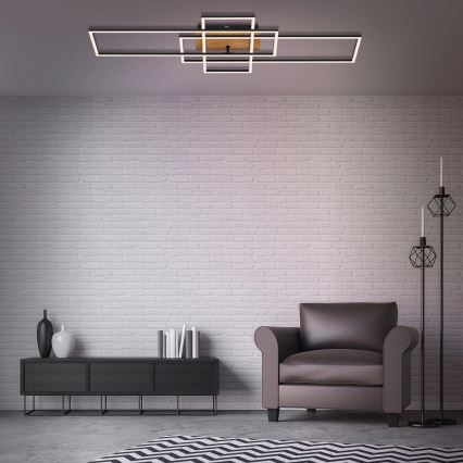 Brilo - LED Dimmable surface-mounted chandelier FRAME LED/51W/230V 2700-5000K black/brown + remote control