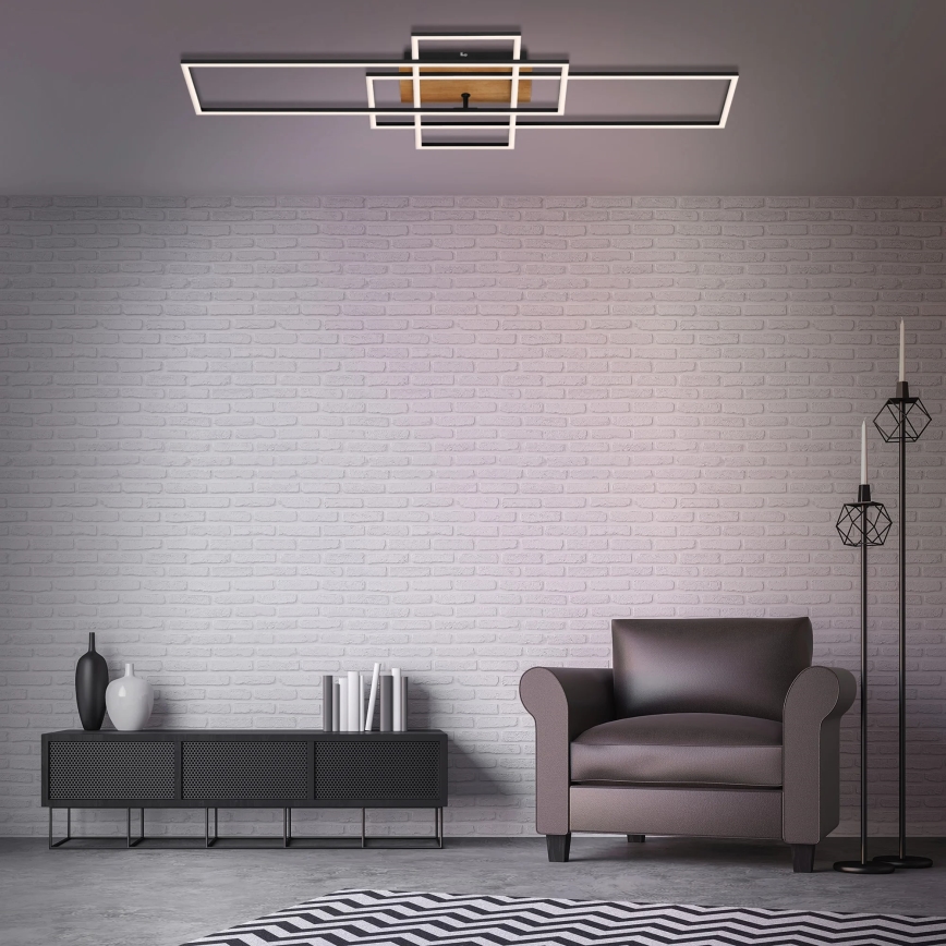 Brilo - LED Dimmable surface-mounted chandelier FRAME LED/51W/230V 2700-5000K black/brown + remote control