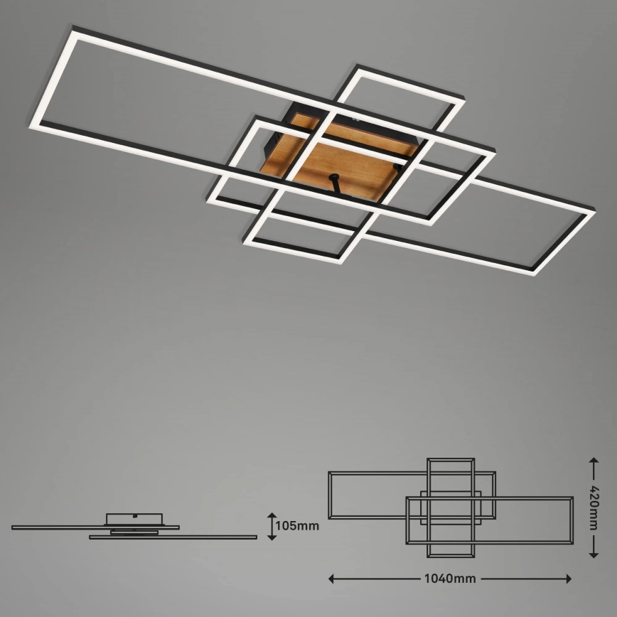 Brilo - LED Dimmable surface-mounted chandelier FRAME LED/51W/230V 2700-5000K black/brown + remote control