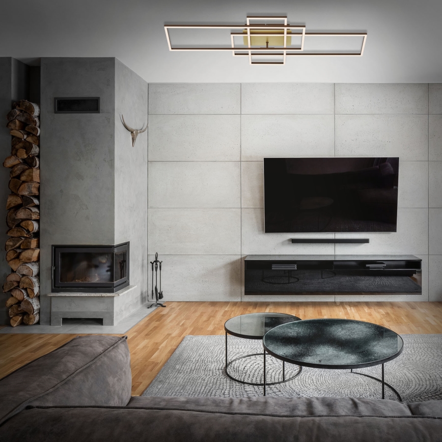 Brilo - LED Dimmable surface-mounted chandelier FRAME LED/51W/230V 2700-5000K brown/gold + remote control