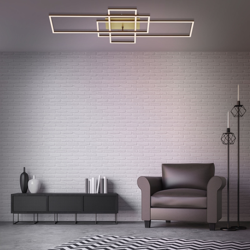 Brilo - LED Dimmable surface-mounted chandelier FRAME LED/51W/230V 2700-5000K brown/gold + remote control