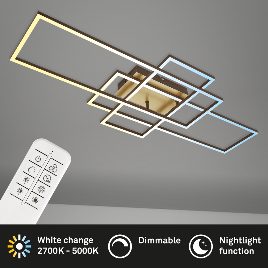 Brilo - LED Dimmable surface-mounted chandelier FRAME LED/51W/230V 2700-5000K brown/gold + remote control