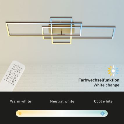 Brilo - LED Dimmable surface-mounted chandelier FRAME LED/51W/230V 2700-5000K brown/gold + remote control