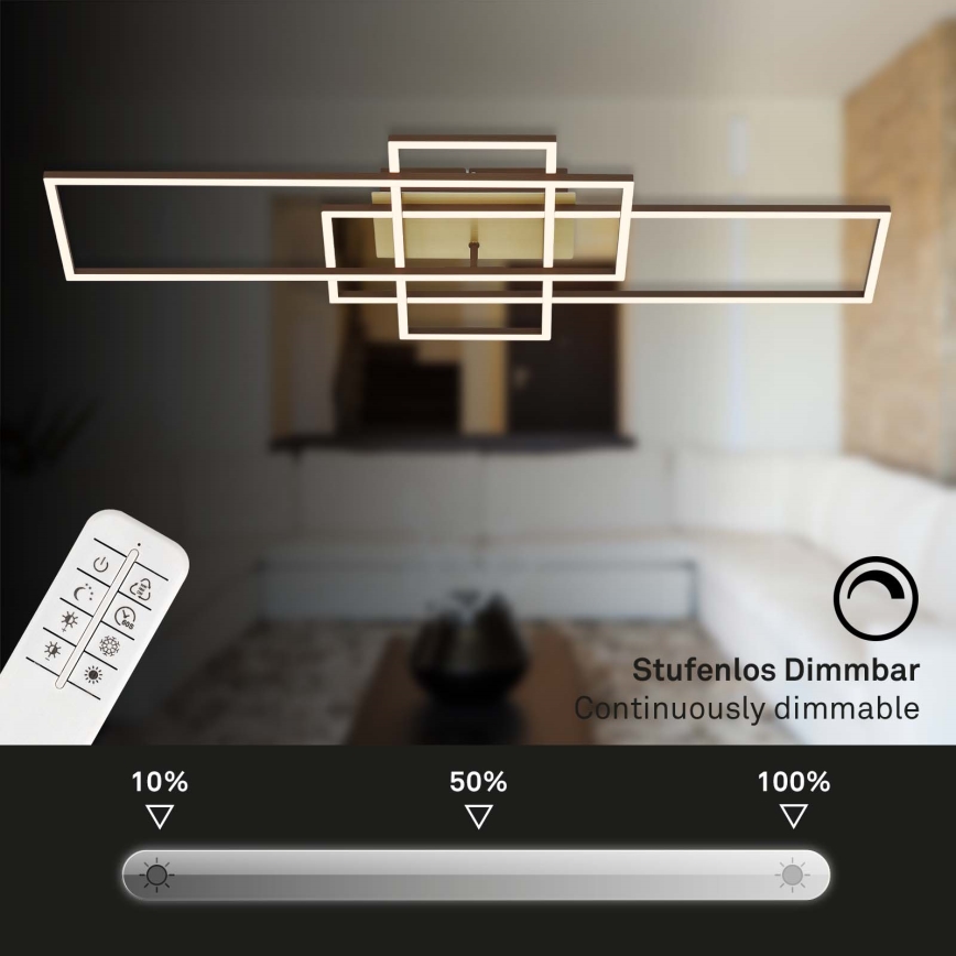 Brilo - LED Dimmable surface-mounted chandelier FRAME LED/51W/230V 2700-5000K brown/gold + remote control