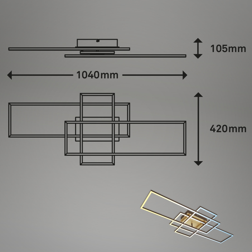 Brilo - LED Dimmable surface-mounted chandelier FRAME LED/51W/230V 2700-5000K brown/gold + remote control