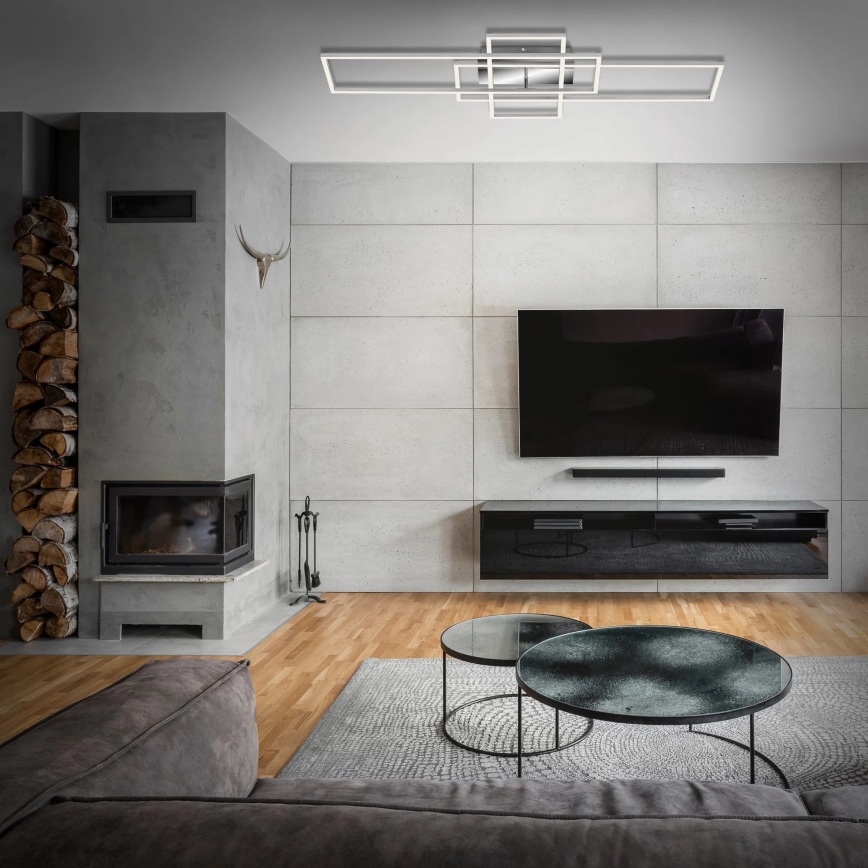 Brilo - LED Dimmable surface-mounted chandelier FRAME LED/51W/230V 2700-5000K matte chrome + remote control