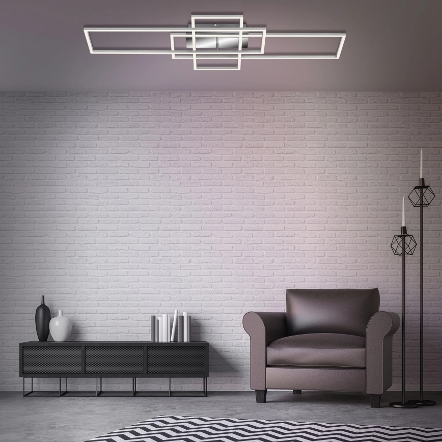 Brilo - LED Dimmable surface-mounted chandelier FRAME LED/51W/230V 2700-5000K matte chrome + remote control