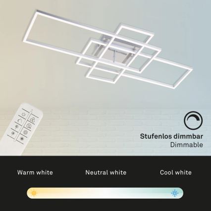 Brilo - LED Dimmable surface-mounted chandelier FRAME LED/51W/230V 2700-5000K matte chrome + remote control