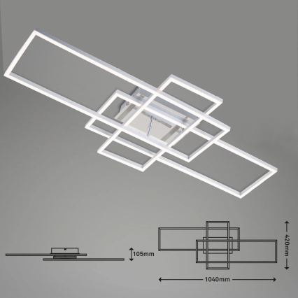 Brilo - LED Dimmable surface-mounted chandelier FRAME LED/51W/230V 2700-5000K matte chrome + remote control