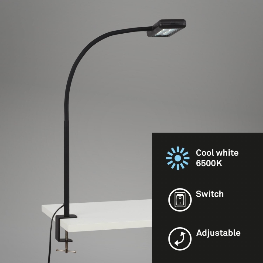 Brilo - LED Flexible table lamp with clip TRASNA LED/7,5W/230V black