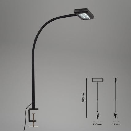 Brilo - LED Flexible table lamp with clip TRASNA LED/7,5W/230V black