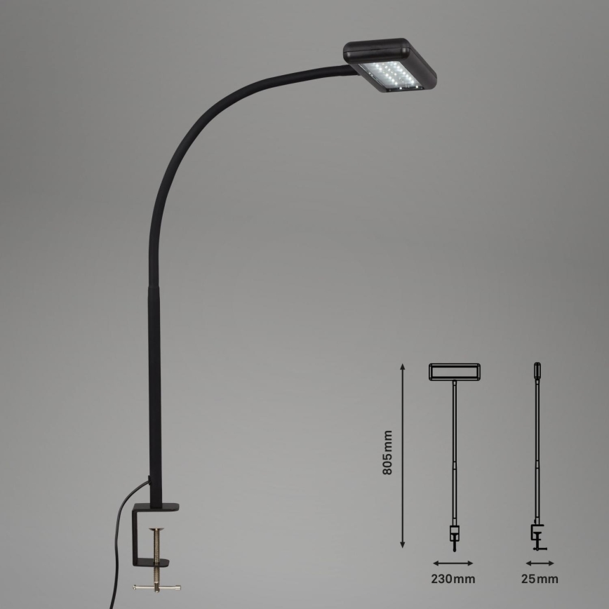 Brilo - LED Flexible table lamp with clip TRASNA LED/7,5W/230V black