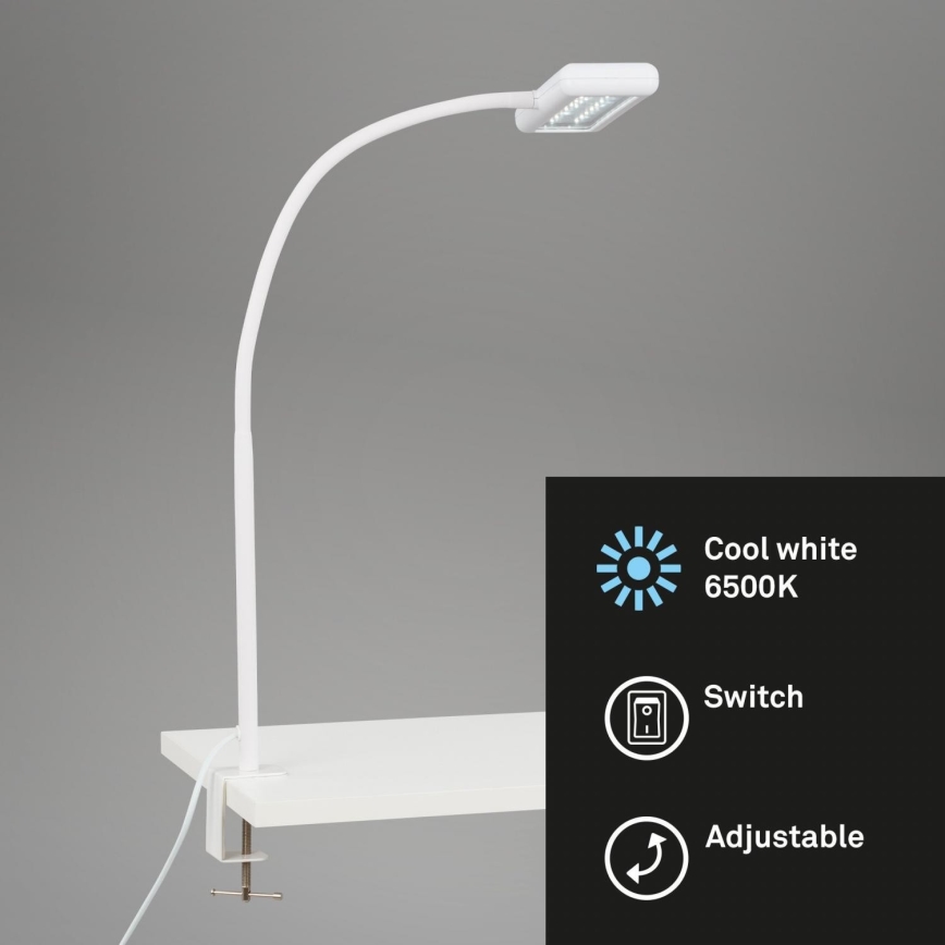 Brilo - LED Flexible table lamp with clip TRASNA LED/7,5W/230V white