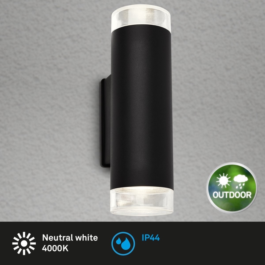 Brilo - LED Outdoor wall light 2xGU10/4,7W/230V IP44 4000K black