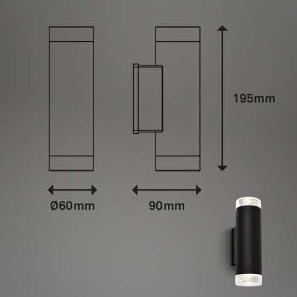 Brilo - LED Outdoor wall light 2xGU10/4,7W/230V IP44 4000K black
