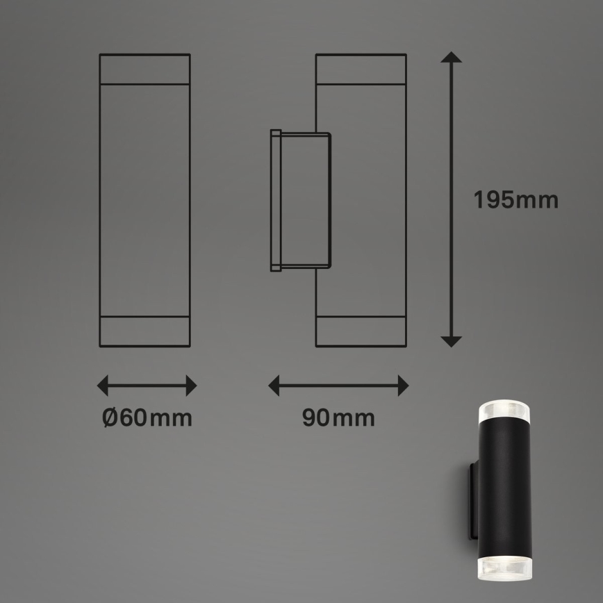Brilo - LED Outdoor wall light 2xGU10/4,7W/230V IP44 4000K black