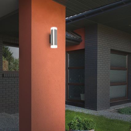Brilo - LED Outdoor wall light 2xGU10/4,7W/230V IP44 4000K matte chrome