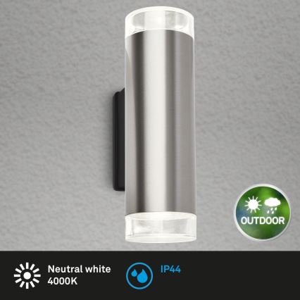 Brilo - LED Outdoor wall light 2xGU10/4,7W/230V IP44 4000K matte chrome