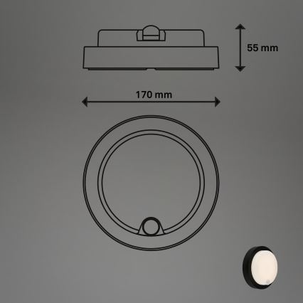 Brilo - Rechargeable Outdoor LED Wall Light with Sensor, LED/4W/5V, 4400 mAh, IP44, Black