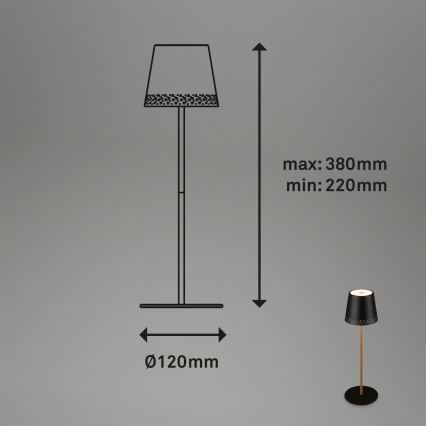 Brilo - KIKI LED Dimmable Rechargeable Touch Outdoor Table Lamp LED/2,6W/5V IP44 2600 mAh Black