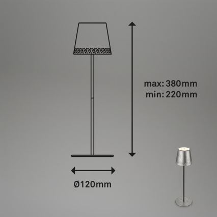 Brilo - KIKI LED Dimmable Rechargeable Touch Outdoor Table Lamp LED/2,6W/5V IP44 2600 mAh Silver