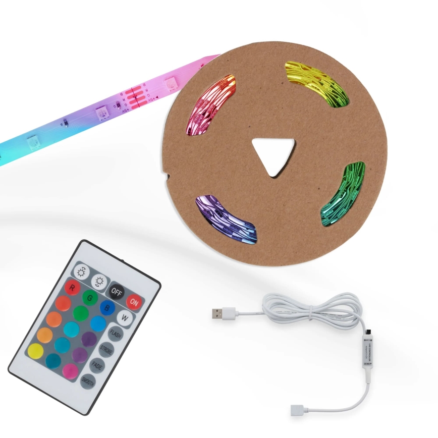 Brilo - LED RGB Dimmable strip 6,6m LED/6W/USB + remote control