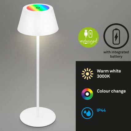 Brilo - KIKI RGB LED Dimmable Rechargeable Touch-sensitive Outdoor Table Lamp LED/2,6W/5V IP44 2600 mAh White
