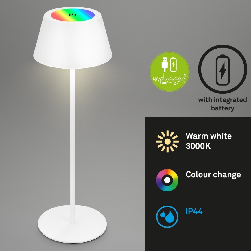 Brilo - KIKI RGB LED Dimmable Rechargeable Touch-sensitive Outdoor Table Lamp LED/2,6W/5V IP44 2600 mAh White