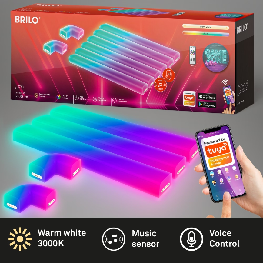 Brilo - LED RGBIC Dimmable light rail Smart LED/24W/230V Wi-Fi Tuya