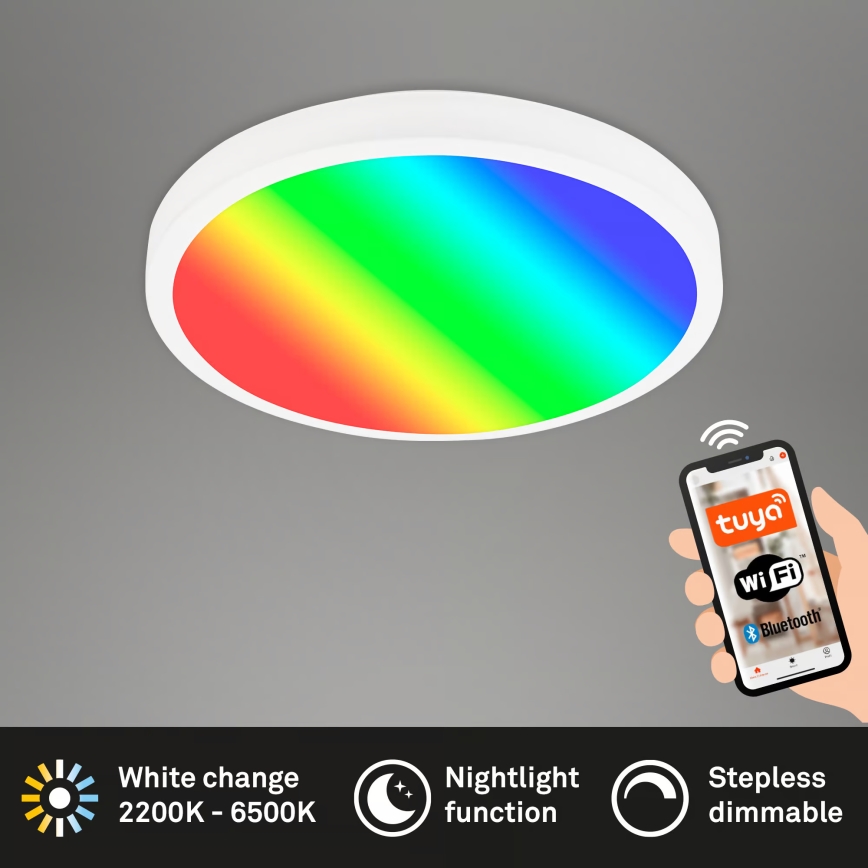 Brilo - Dimmable LED RGBW Ceiling Light LED/20W/230V 2200–6500K Tuya Wi‑Fi Ø 27 cm
