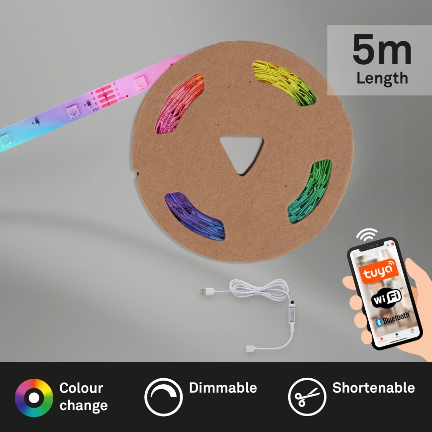 Brilo - LED RGBW Dimmable strip MUSIC 6,6m LED/7,5W/USB Wi-Fi Tuya