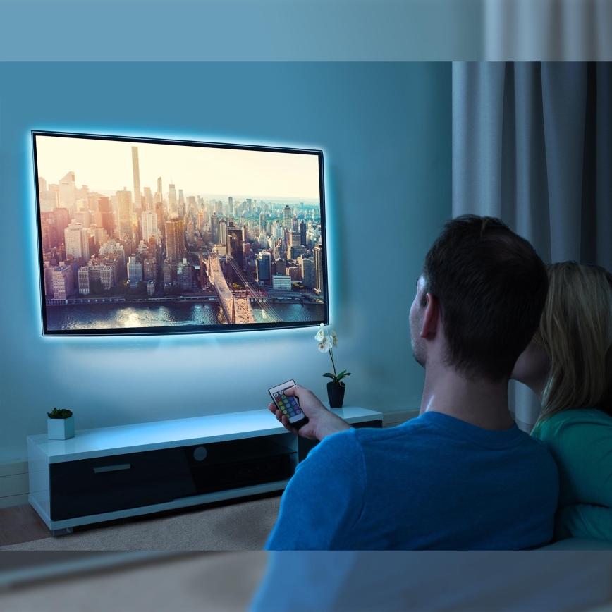 Brilo - LED RGBW Dimmable strip d. TV 3m LED/2,5W/USB + remote control