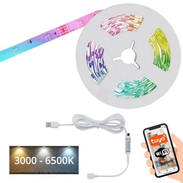 Brilo - LED RGBW Dimmable strip MUSIC 6,6m LED/7,5W/USB Wi-Fi Tuya