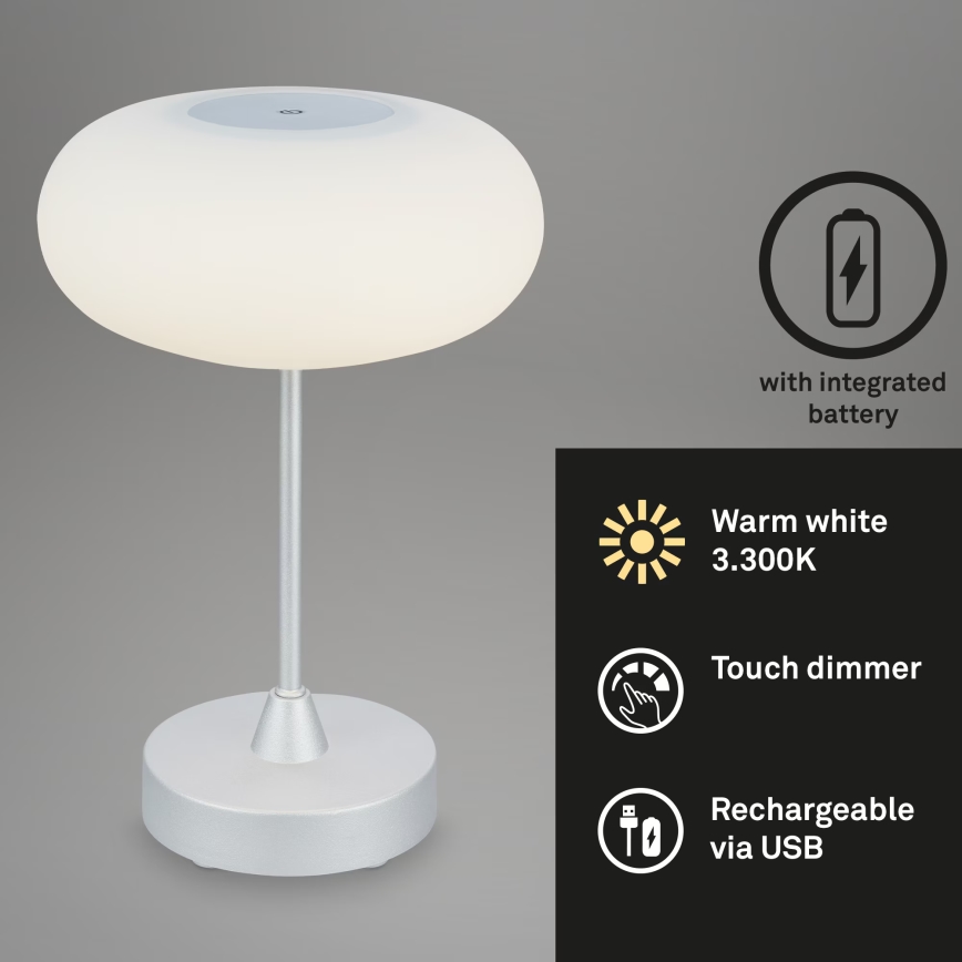 Brilo - OLANA Dimmable Rechargeable LED Outdoor Table Lamp, 3 W / 5 V, 3300 K, IP44